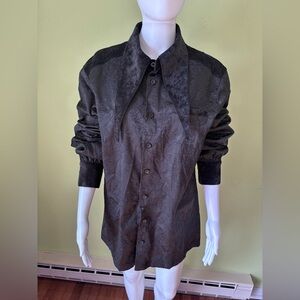 KILLSTAR MASTERS BLACK MENS BUTTON UP BROCADE COLLAR SHIRT SIZE LARGE